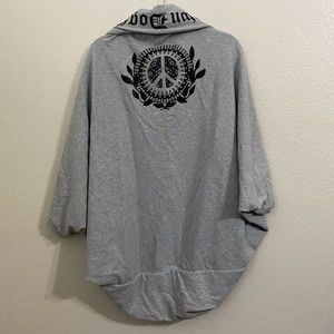 Juicy Couture Womens Sweater Wrap Shrug Size Small Gray Open Front Down Dog